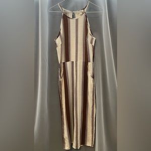 Brown & Cream Striped Jumpsuit/Romper